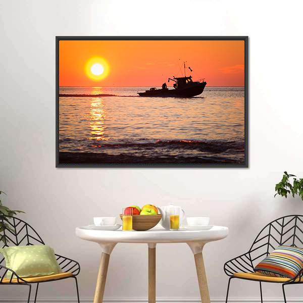 Lobster Fishing Boat Canvas Wall Art-5 Horizontal-Gallery Wrap-22" x 12"-Tiaracle