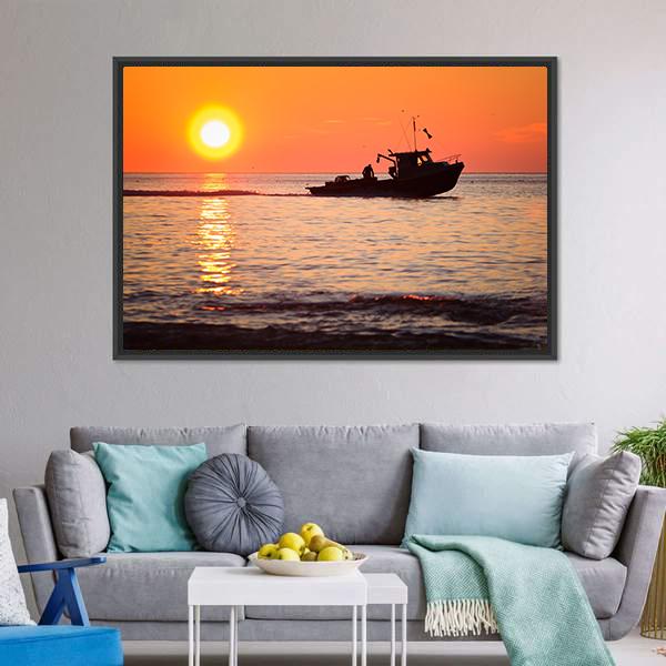 Lobster Fishing Boat Canvas Wall Art-5 Horizontal-Gallery Wrap-22" x 12"-Tiaracle