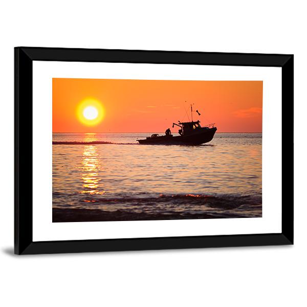Lobster Fishing Boat Canvas Wall Art-5 Horizontal-Gallery Wrap-22" x 12"-Tiaracle