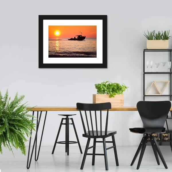 Lobster Fishing Boat Canvas Wall Art-5 Horizontal-Gallery Wrap-22" x 12"-Tiaracle