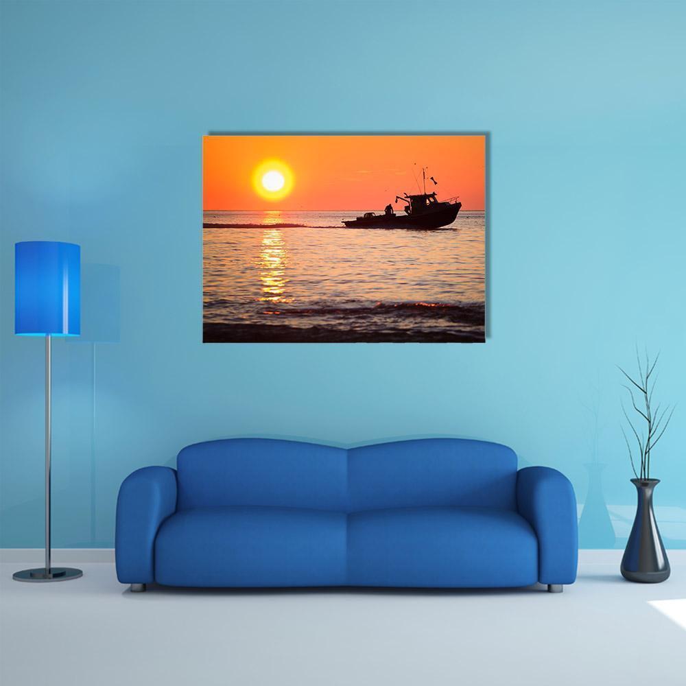 Lobster Fishing Boat Canvas Wall Art-1 Piece-Gallery Wrap-36" x 24"-Tiaracle