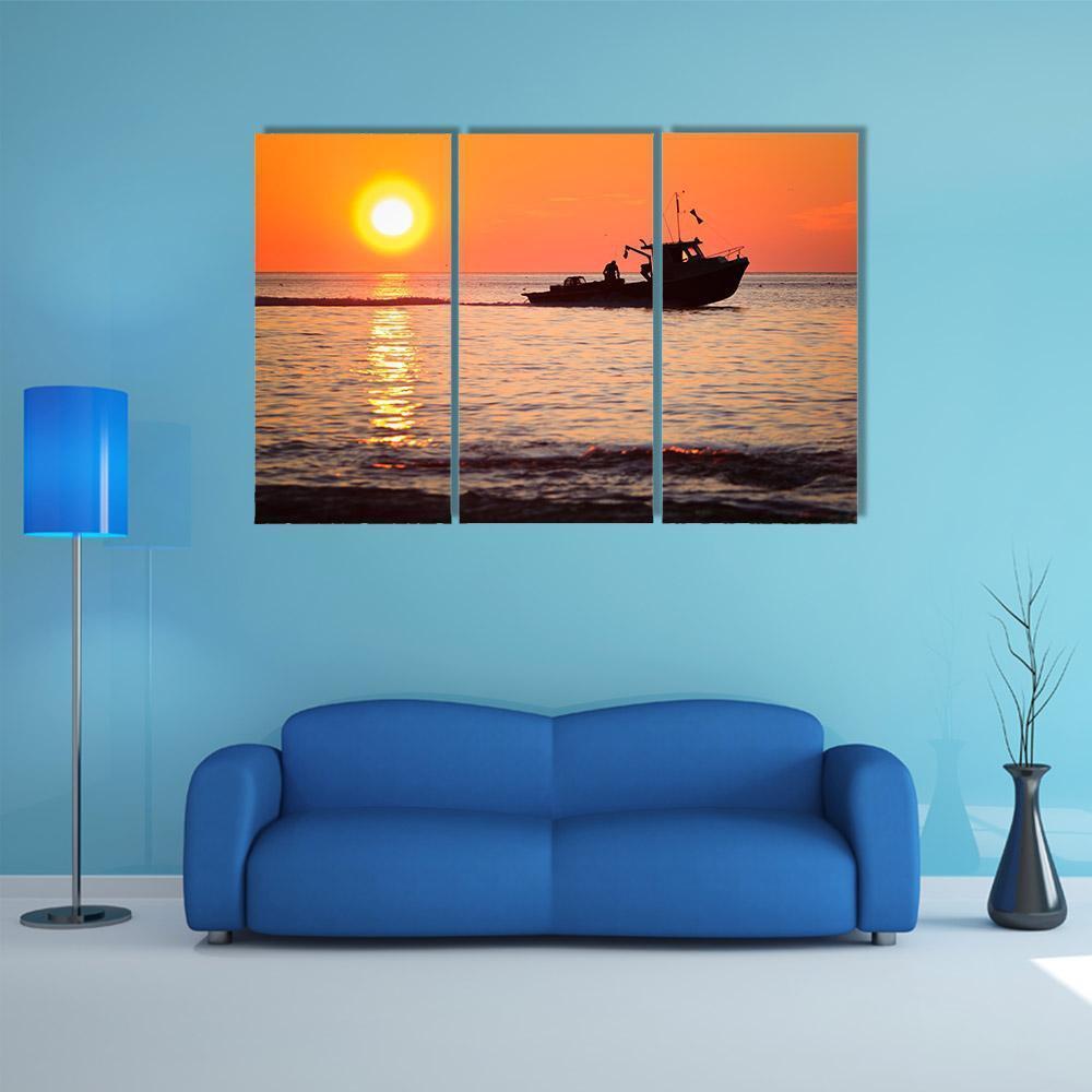 Lobster Fishing Boat Canvas Wall Art-3 Horizontal-Gallery Wrap-37" x 24"-Tiaracle