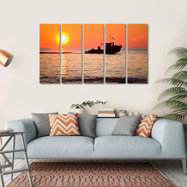 Lobster Fishing Boat Canvas Wall Art-5 Horizontal-Gallery Wrap-22" x 12"-Tiaracle