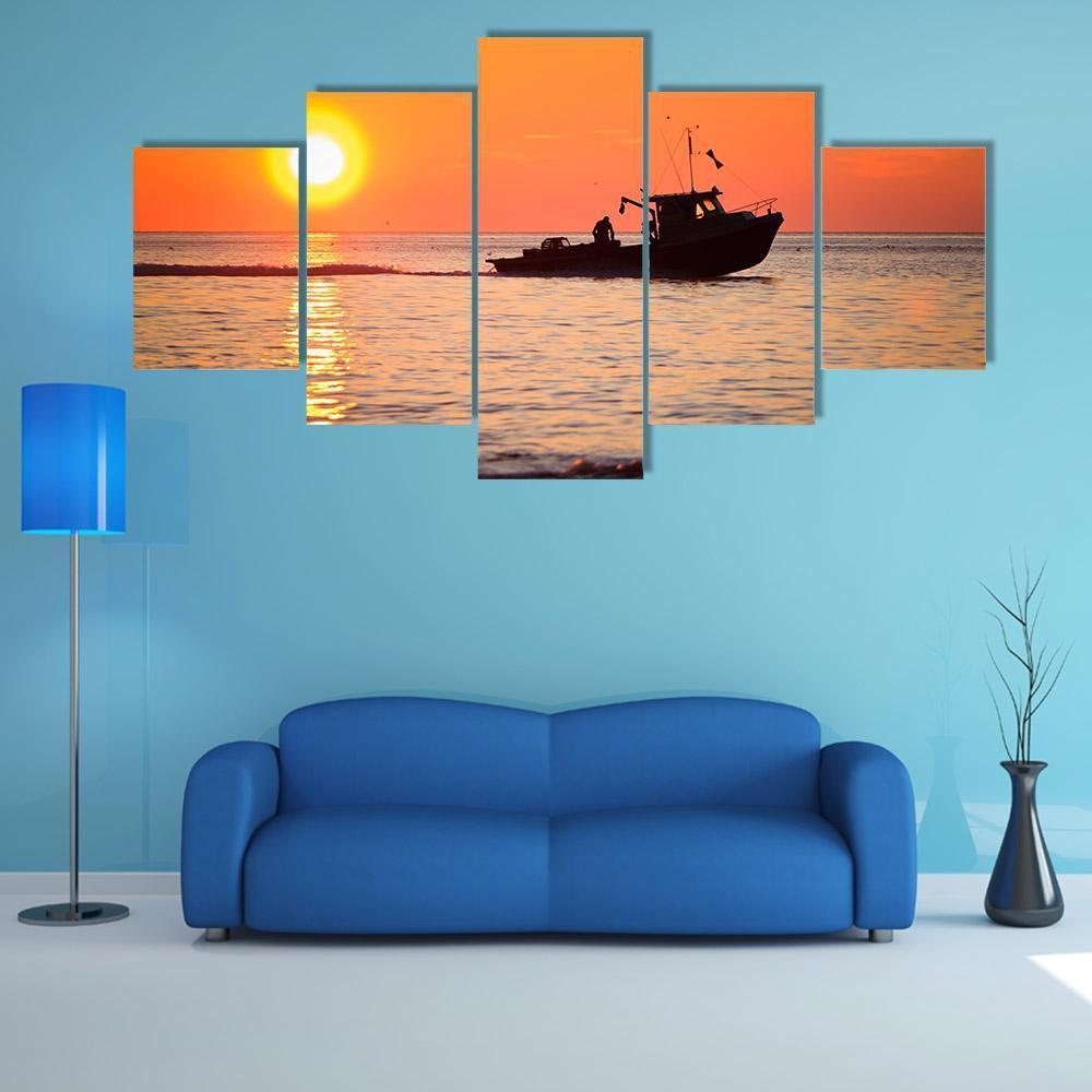 Lobster Fishing Boat Canvas Wall Art-3 Horizontal-Gallery Wrap-37" x 24"-Tiaracle