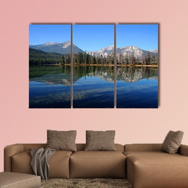 Lake Near Sawtooth Mountain Canvas Wall Art-3 Horizontal-Gallery Wrap-37" x 24"-Tiaracle