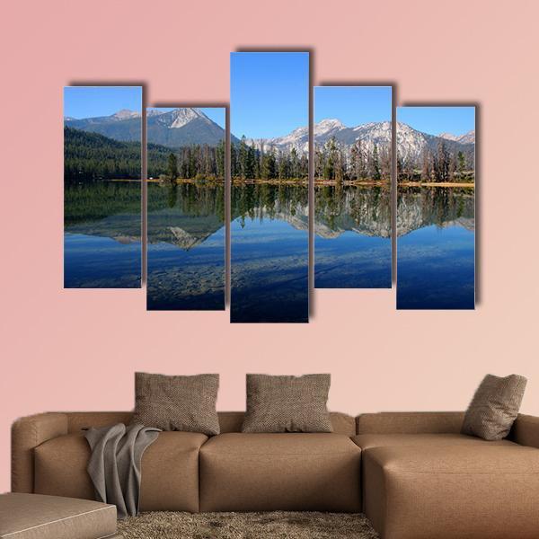 Lake Near Sawtooth Mountain Canvas Wall Art-5 Pop-Gallery Wrap-47" x 32"-Tiaracle