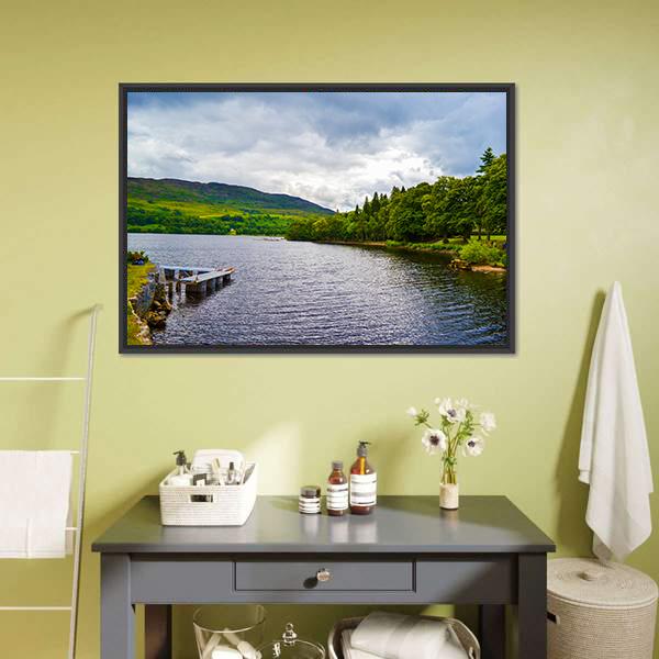 Loch Ness From Fort Augustus Canvas Wall Art-1 Piece-Floating Frame-24" x 16"-Tiaracle