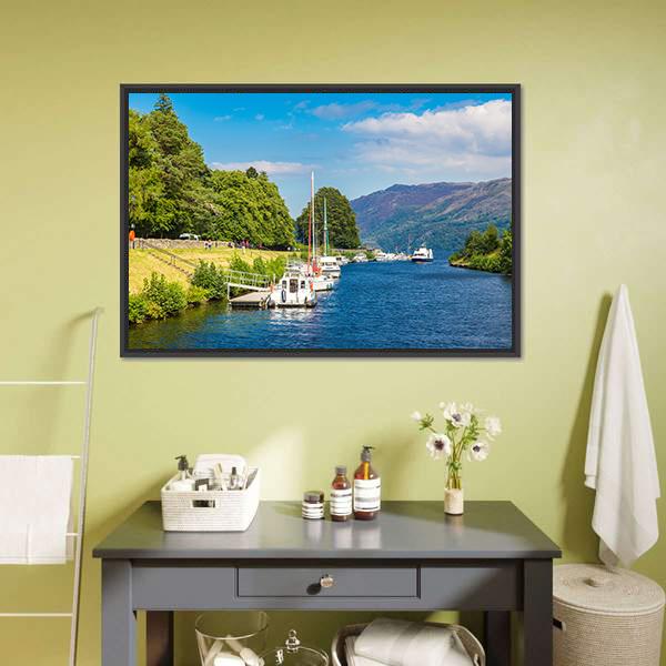 Loch Ness Lake Canvas Wall Art-1 Piece-Floating Frame-24" x 16"-Tiaracle