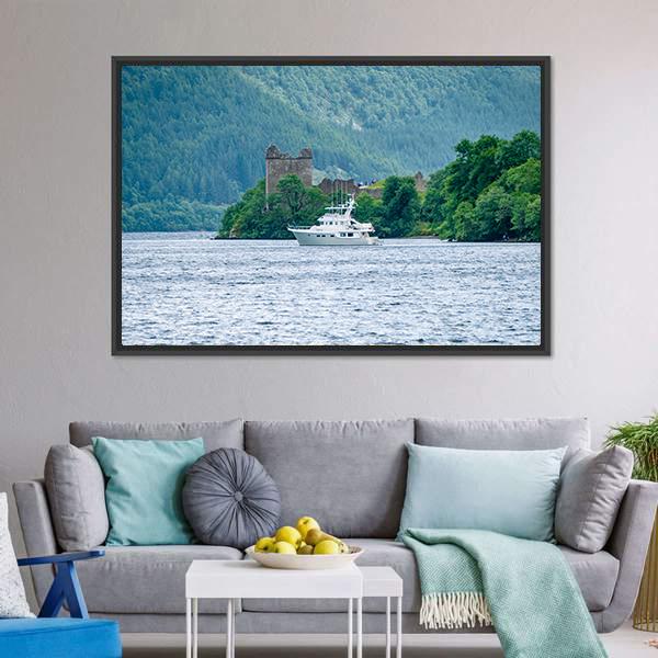 Loch Ness Urquhart Castle Panoramic Canvas Wall Art-1 Piece-36" x 12"-Tiaracle