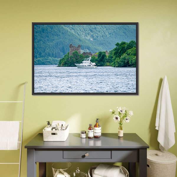 Loch Ness Urquhart Castle Panoramic Canvas Wall Art-1 Piece-36" x 12"-Tiaracle