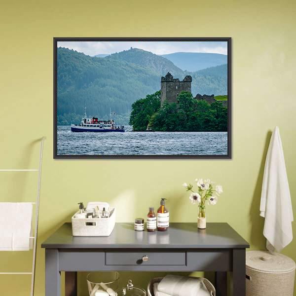 Lochness Urquhart Castle Canvas Wall Art-1 Piece-Floating Frame-24" x 16"-Tiaracle