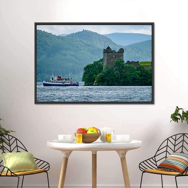 Lochness Urquhart Castle Canvas Wall Art-3 Horizontal-Gallery Wrap-25" x 16"-Tiaracle