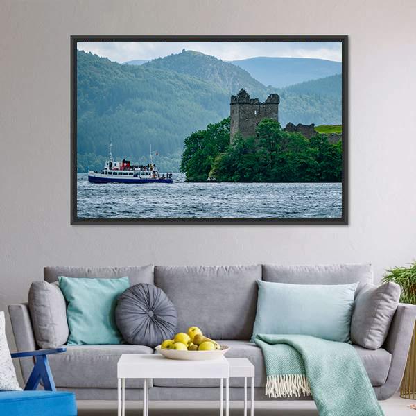 Lochness Urquhart Castle Canvas Wall Art-3 Horizontal-Gallery Wrap-25" x 16"-Tiaracle