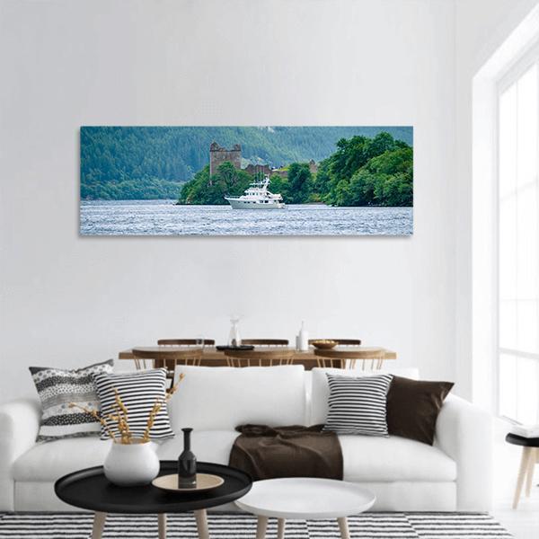 Loch Ness Urquhart Castle Panoramic Canvas Wall Art-1 Piece-36" x 12"-Tiaracle