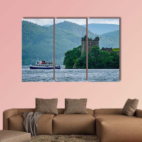 Lochness Urquhart Castle Canvas Wall Art-3 Horizontal-Gallery Wrap-37" x 24"-Tiaracle
