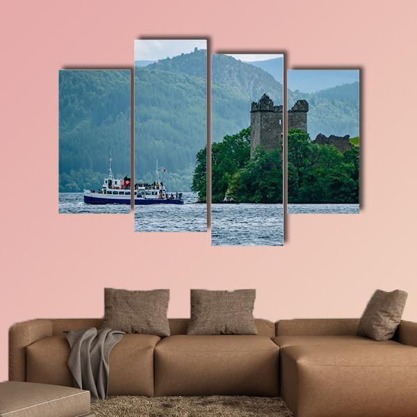 Lochness Urquhart Castle Canvas Wall Art-4 Pop-Gallery Wrap-50" x 32"-Tiaracle
