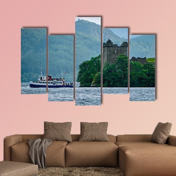 Lochness Urquhart Castle Canvas Wall Art-5 Pop-Gallery Wrap-47" x 32"-Tiaracle