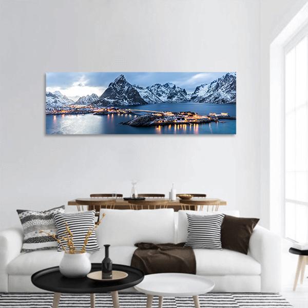 Norway At Blue Hour Panoramic Canvas Wall Art-1 Piece-36" x 12"-Tiaracle