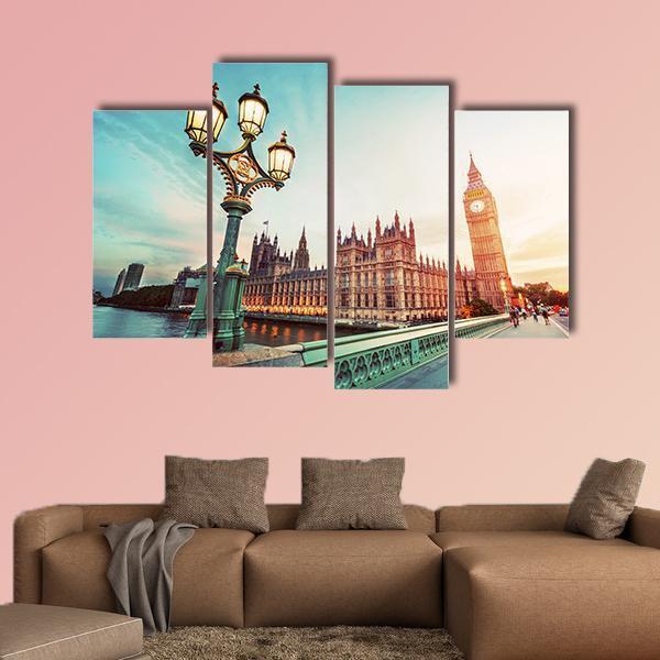 Big Ben At Sunset Canvas Wall Art-4 Pop-Gallery Wrap-50" x 32"-Tiaracle
