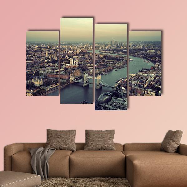 Thames River Aerial View Canvas Wall Art-3 Horizontal-Gallery Wrap-25" x 16"-Tiaracle