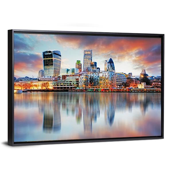 London Skyline Canvas Wall Art-3 Horizontal-Gallery Wrap-25" x 16"-Tiaracle
