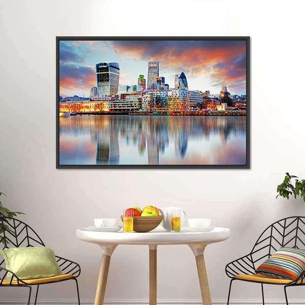 London Skyline Canvas Wall Art-3 Horizontal-Gallery Wrap-25" x 16"-Tiaracle