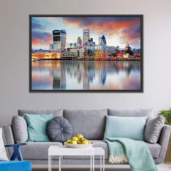 London Skyline Canvas Wall Art-3 Horizontal-Gallery Wrap-25" x 16"-Tiaracle