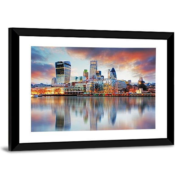 London Skyline Canvas Wall Art-3 Horizontal-Gallery Wrap-25" x 16"-Tiaracle