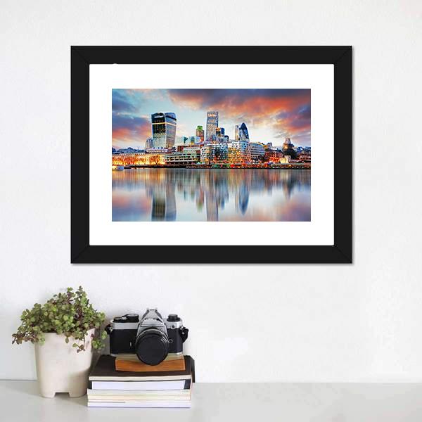 London Skyline Canvas Wall Art-1 Piece-Framed Print-20" x 16"-Tiaracle