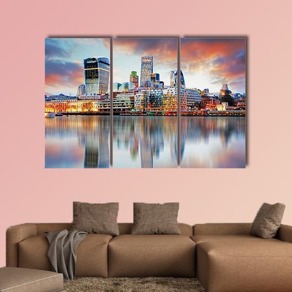 London Skyline Canvas Wall Art-3 Horizontal-Gallery Wrap-37" x 24"-Tiaracle