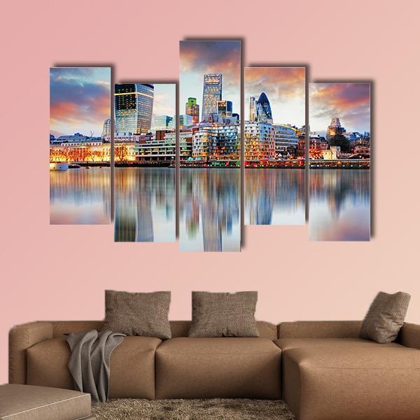 London Skyline Canvas Wall Art-5 Pop-Gallery Wrap-47" x 32"-Tiaracle
