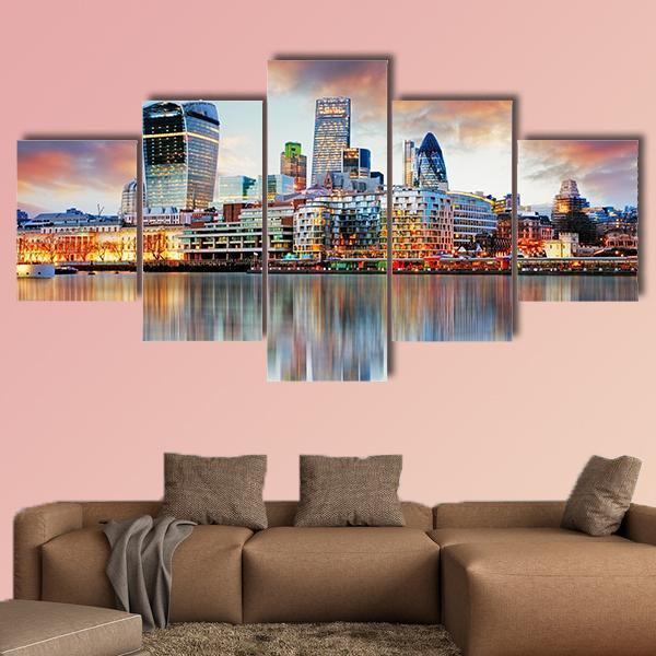 London Skyline Canvas Wall Art-5 Star-Gallery Wrap-62" x 32"-Tiaracle