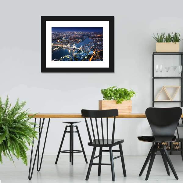 London Tower Bridge At Night Canvas Wall Art-3 Horizontal-Gallery Wrap-25" x 16"-Tiaracle