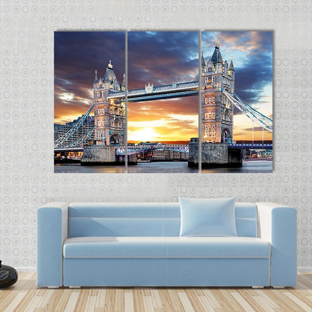 Tower Bridge UK Canvas Wall Art-3 Horizontal-Gallery Wrap-37" x 24"-Tiaracle