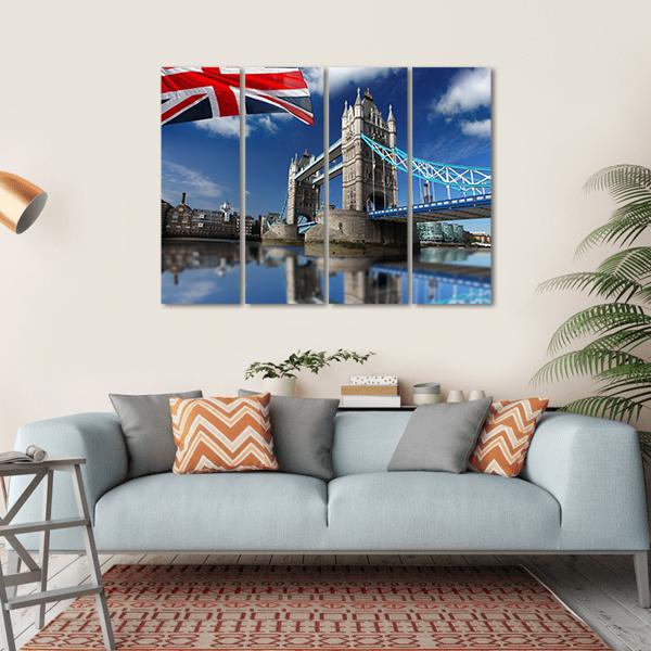 London Tower Bridge Canvas Wall Art-4 Horizontal-Gallery Wrap-34" x 24"-Tiaracle
