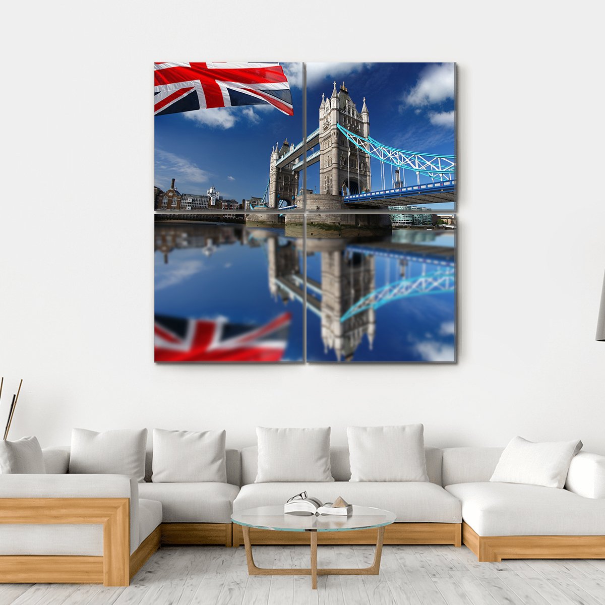 London Tower Bridge Canvas Wall Art-4 Square-Gallery Wrap-17" x 17"-Tiaracle