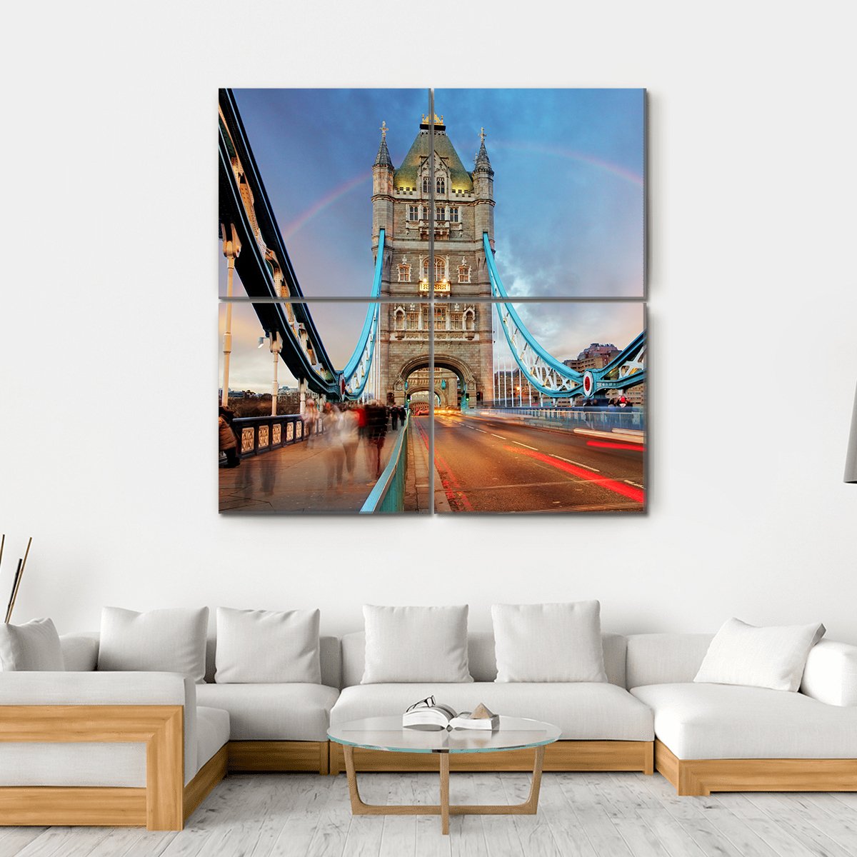 London Tower Bridge Canvas Wall Art-4 Square-Gallery Wrap-17" x 17"-Tiaracle