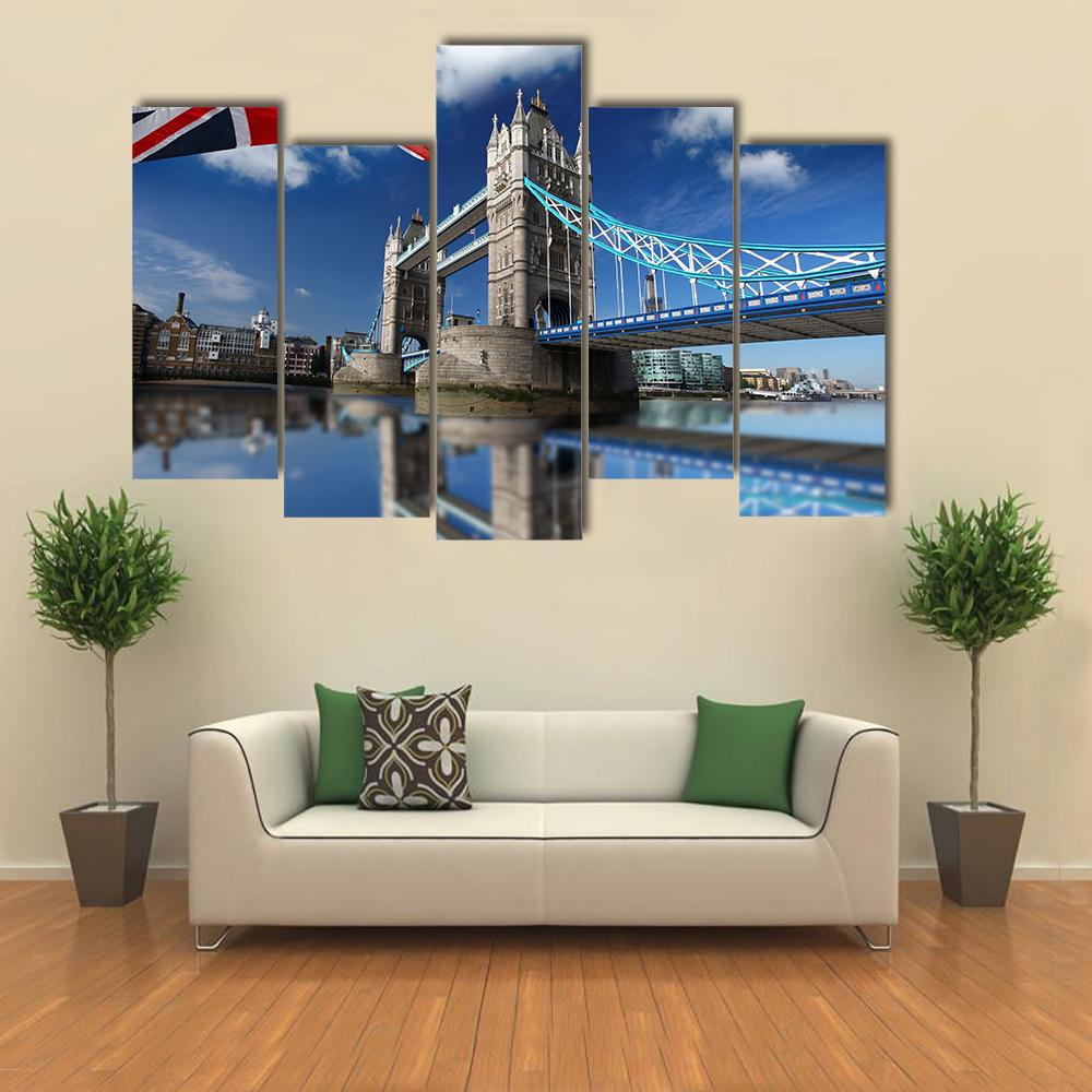 London Tower Bridge Canvas Wall Art-5 Pop-Gallery Wrap-32" x 21"-Tiaracle