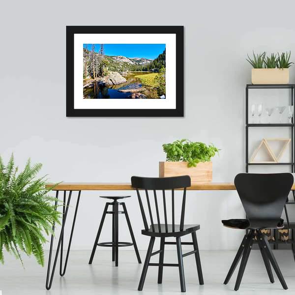 Lone Pine Lake With Rocks Canvas Wall Art-3 Horizontal-Gallery Wrap-25" x 16"-Tiaracle