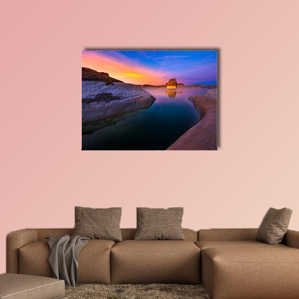 Lake Powell At Sunset Canvas Wall Art-1 Piece-Gallery Wrap-48" x 32"-Tiaracle