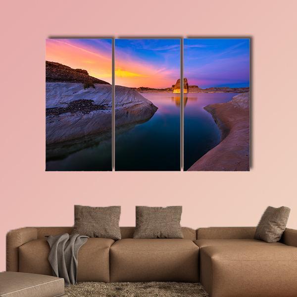 Lake Powell At Sunset Canvas Wall Art-3 Horizontal-Gallery Wrap-37" x 24"-Tiaracle