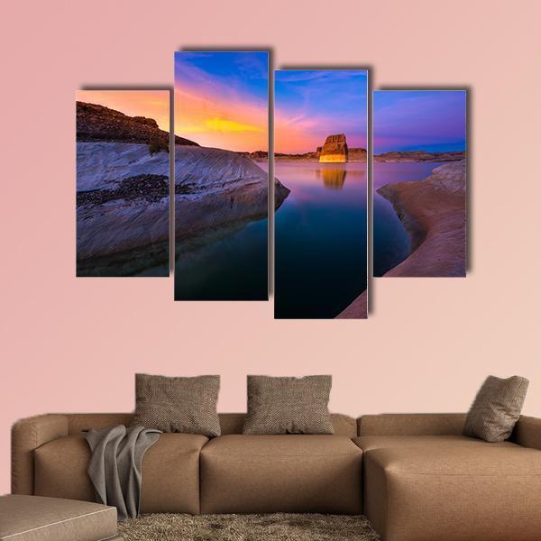 Lake Powell At Sunset Canvas Wall Art-4 Pop-Gallery Wrap-50" x 32"-Tiaracle