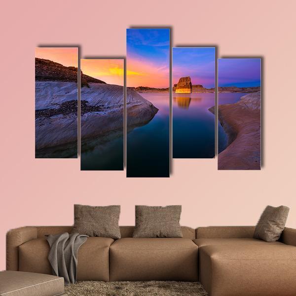Lake Powell At Sunset Canvas Wall Art-5 Pop-Gallery Wrap-47" x 32"-Tiaracle