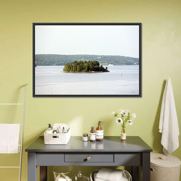 Lonely Island In Sweden Canvas Wall Art-1 Piece-Floating Frame-24" x 16"-Tiaracle