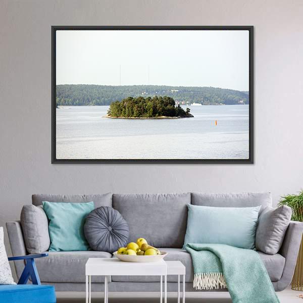 Lonely Island In Sweden Canvas Wall Art-3 Horizontal-Gallery Wrap-25" x 16"-Tiaracle