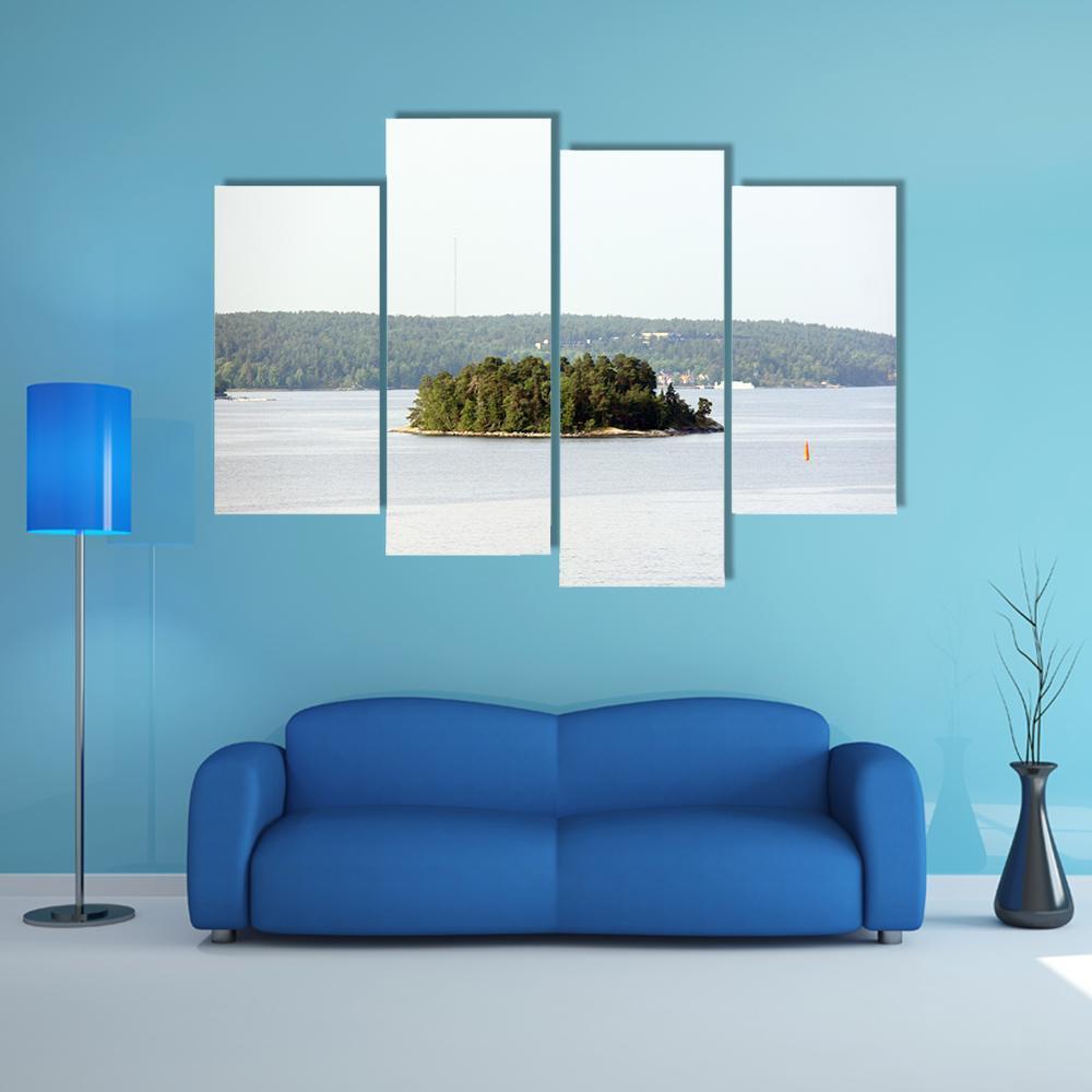 Lonely Island In Sweden Canvas Wall Art-4 Pop-Gallery Wrap-50" x 32"-Tiaracle