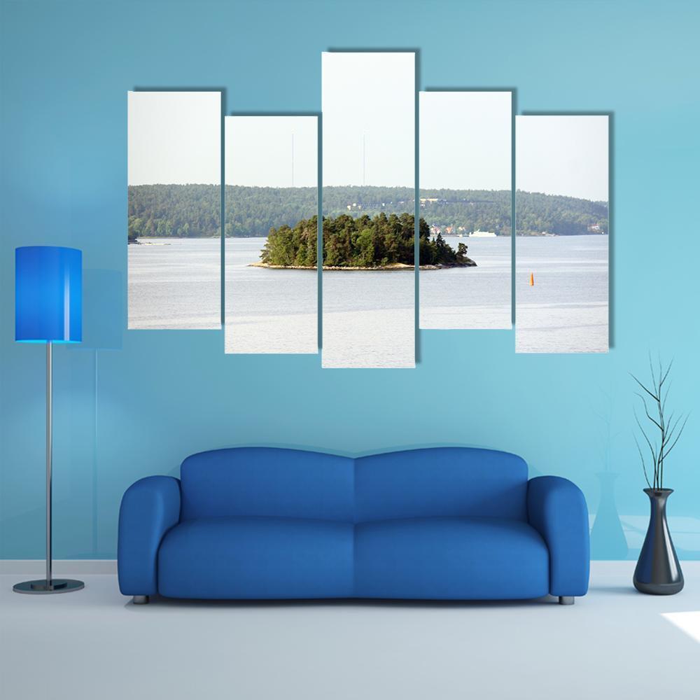 Lonely Island In Sweden Canvas Wall Art-5 Pop-Gallery Wrap-47" x 32"-Tiaracle