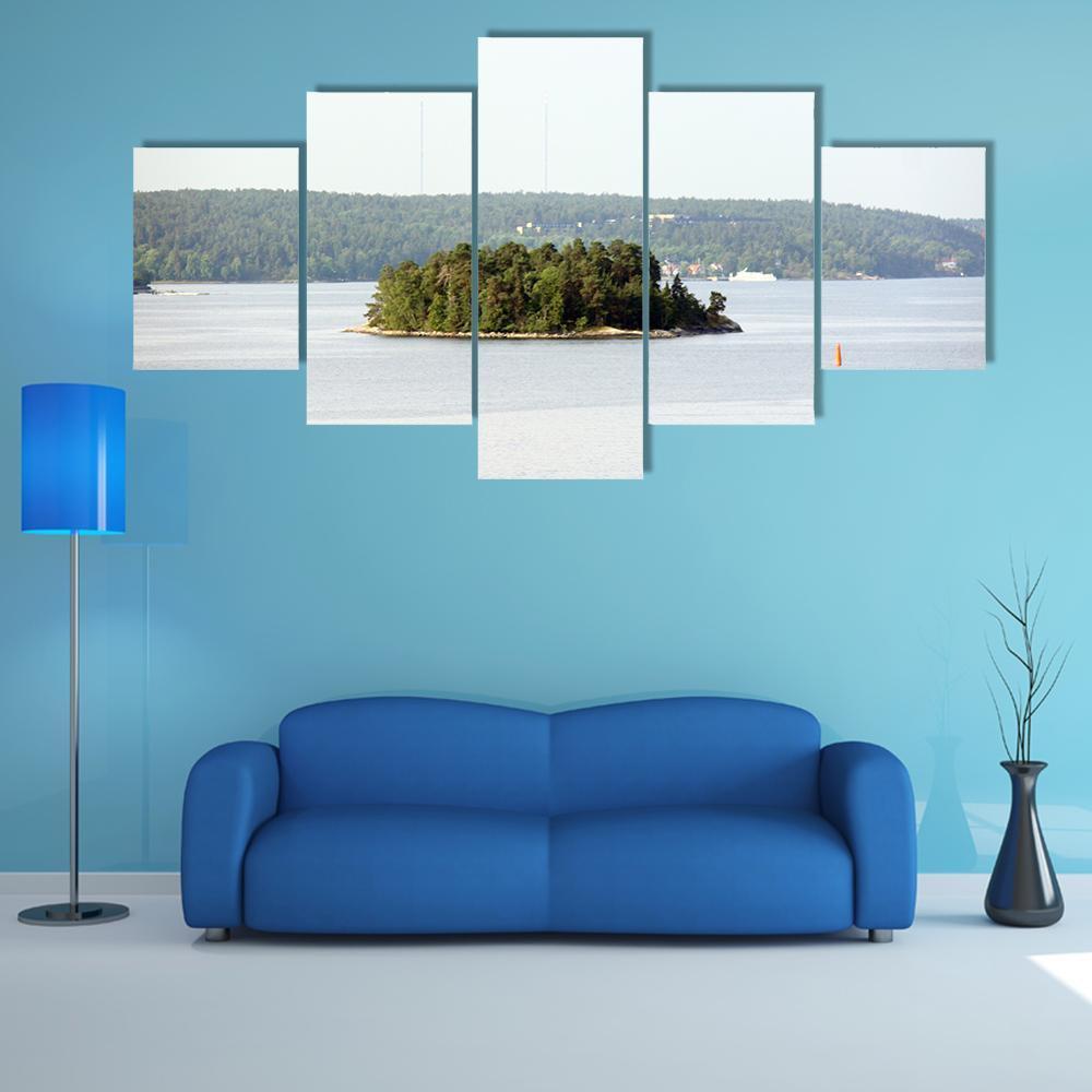 Lonely Island In Sweden Canvas Wall Art-5 Star-Gallery Wrap-62" x 32"-Tiaracle