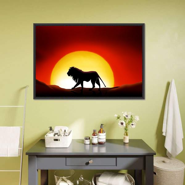 Lonesome Lion Canvas Wall Art-1 Piece-Floating Frame-24" x 16"-Tiaracle