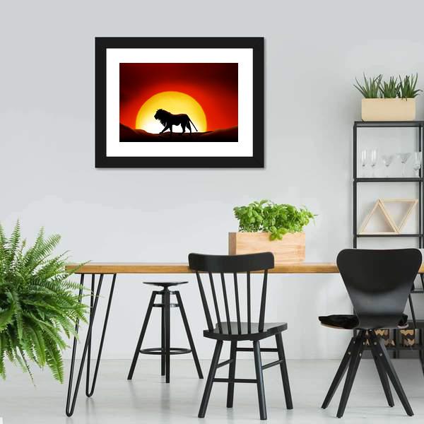 Lonesome Lion Canvas Wall Art-3 Horizontal-Gallery Wrap-25" x 16"-Tiaracle